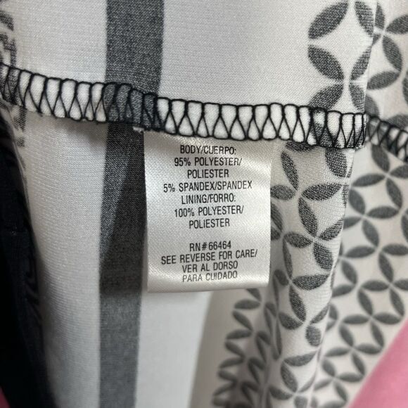 Sandra Darren Size 6 Dress Geometric Pink Black 3/4 Sleeve Modern Retro Career - Picture 6 of 7